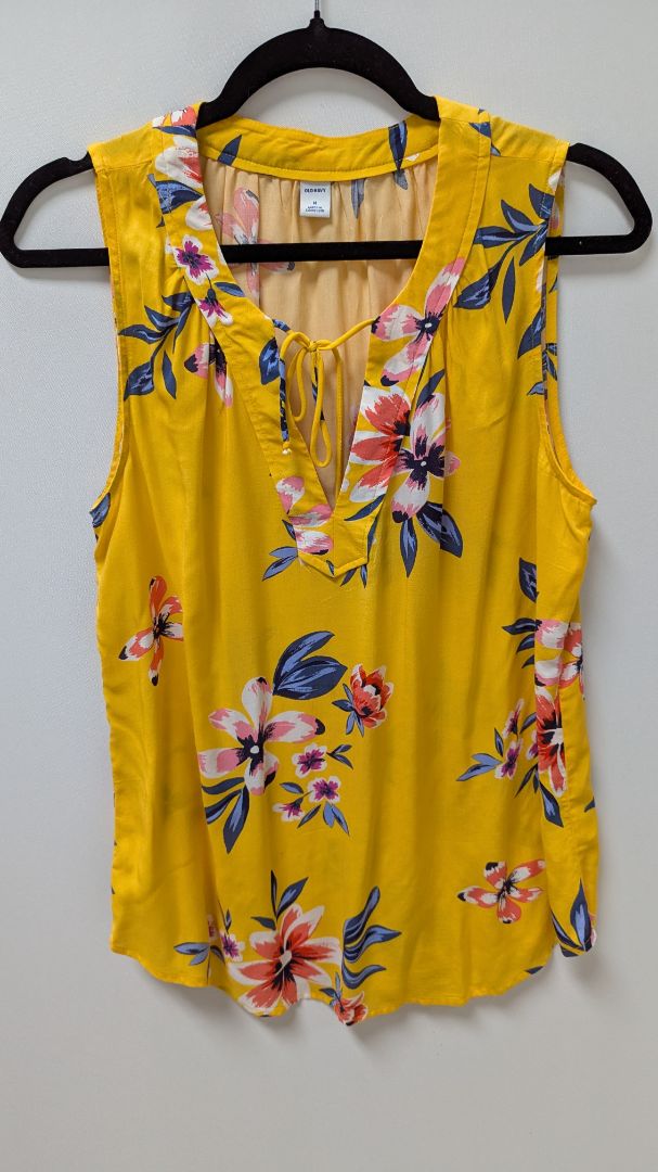 Old Navy Yellow Floral Sleeveless Blouse