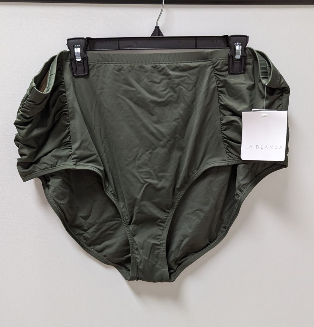 LA Blanca Dark Green High-Waist Swim Bottoms