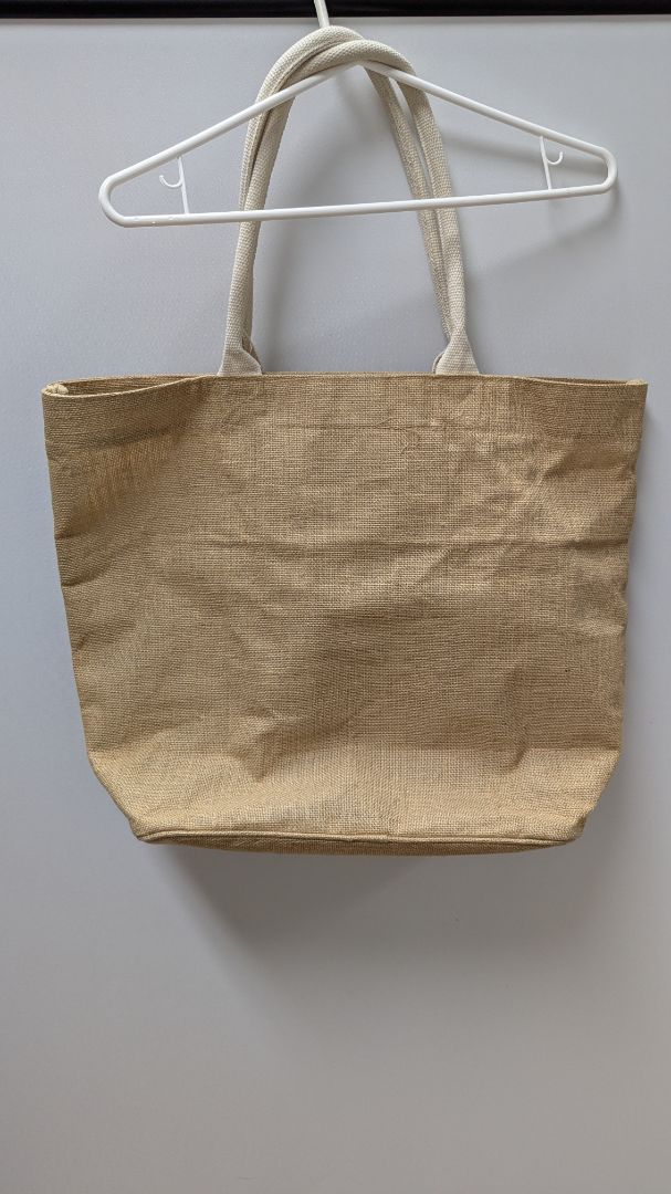 mudpie Tan "Florida State of Mind" Burlap Tote Bag