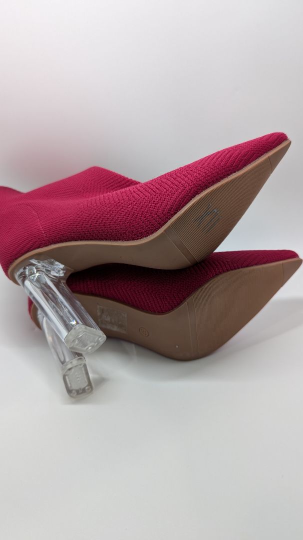 Cuccoo Pink Fabric Boots with Clear Heels