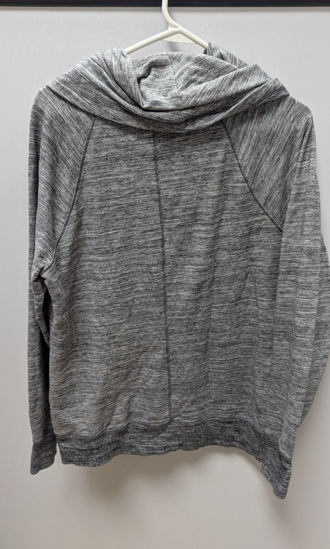 L.L. Bean Grey Striped Turtleneck Sweatshirt with Pocket