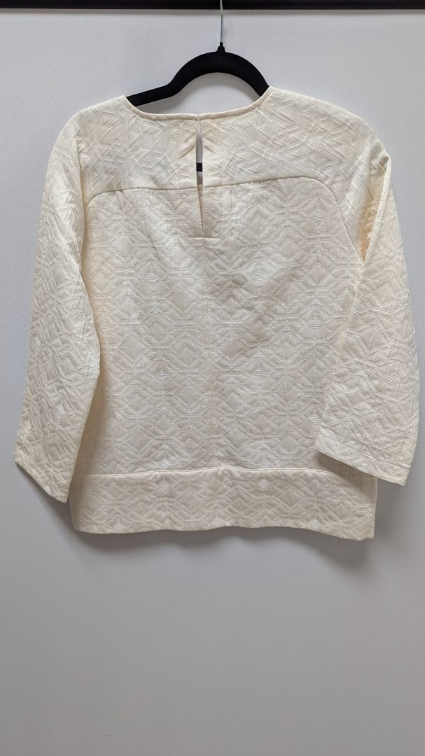 J.Crew Cream Textured Knit Matelasse Zippered Blouse