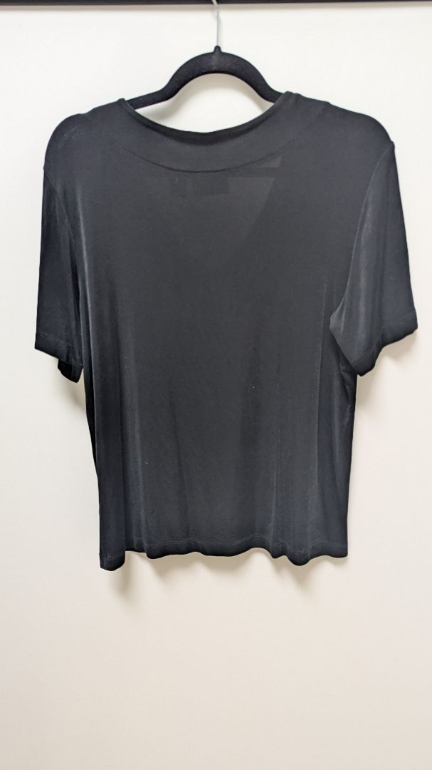 Chico's Traveler's Black Knit Short Sleeve V-Neck Blouse