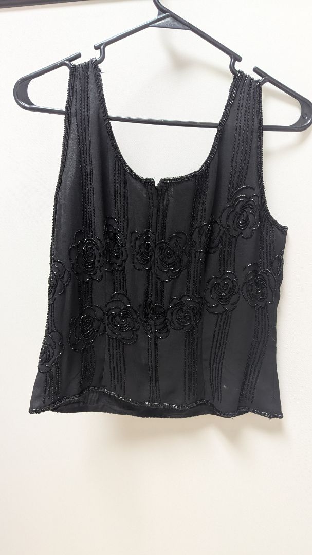 dressbarn collection Black Beaded Sleeveless Blouse