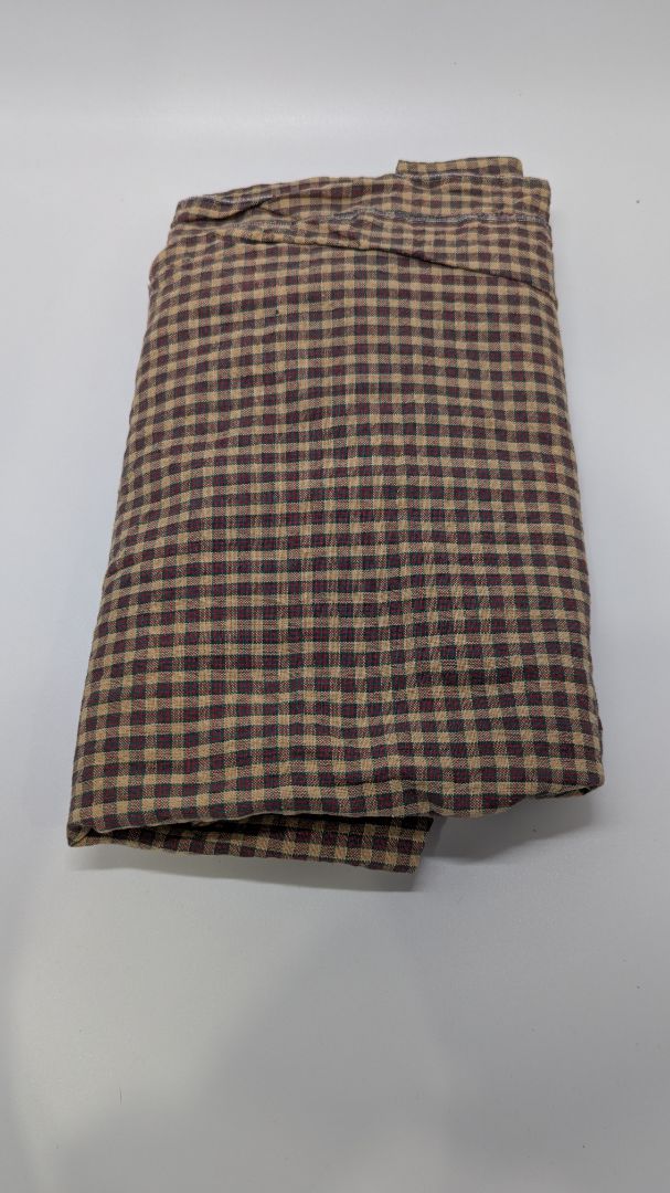 Brown Plaid Patterned Fabric Sheet