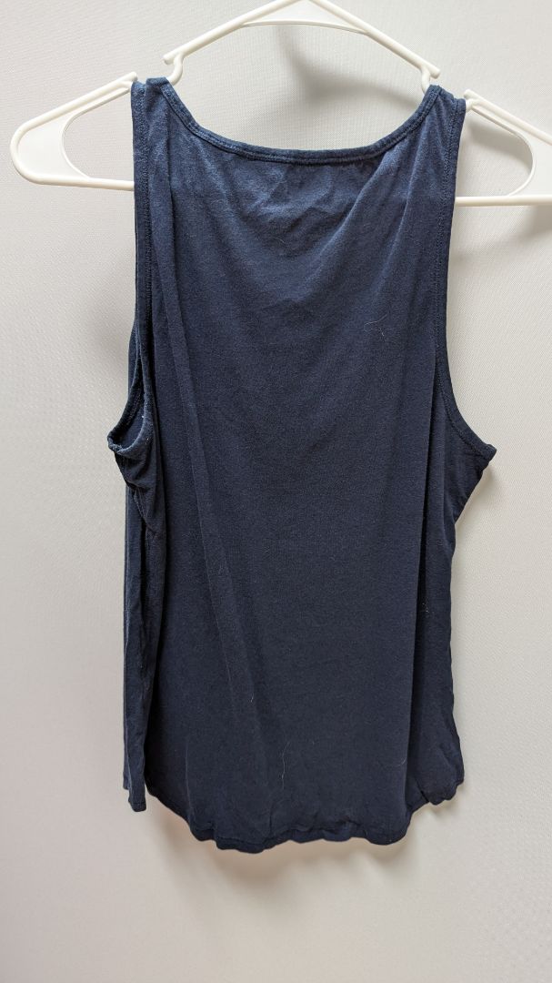 NAUTICA Navy Floral Button Neckline Knit Tank
