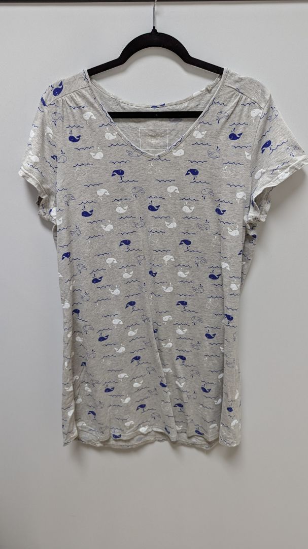 Charter Club Intimates Grey/Blue/White Whale Pattern Nightgown Dress