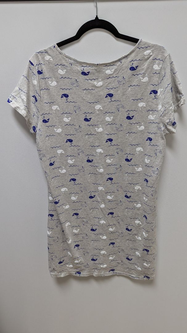 Charter Club Intimates Grey/Blue/White Whale Pattern Nightgown Dress
