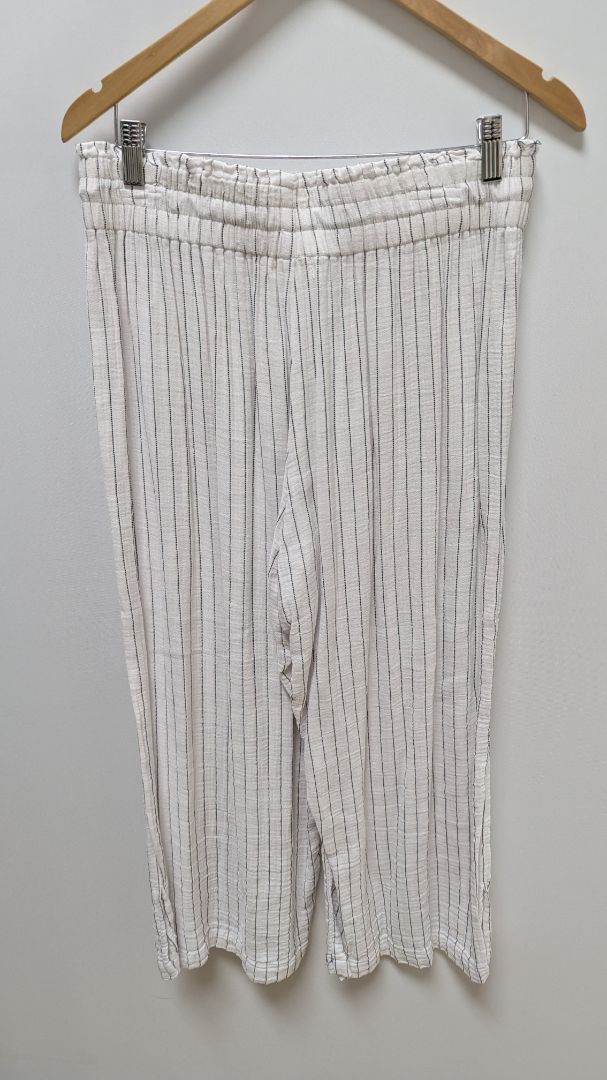 Just Living White/Black Striped Casual Blouse & Pants Set