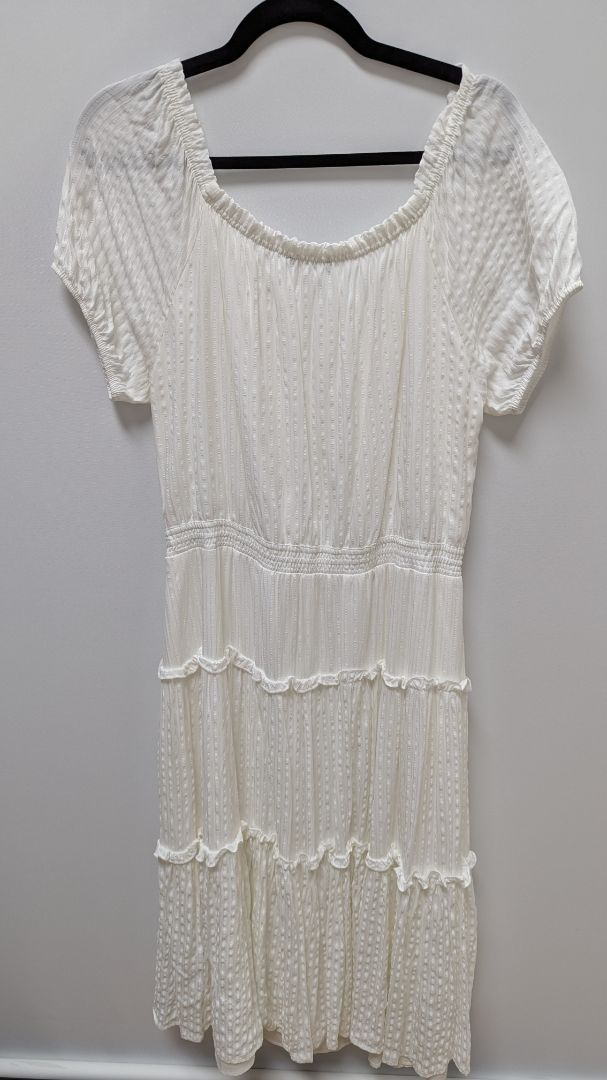Tommy Hilfiger White Tiered-Ruffled Maxi Dress