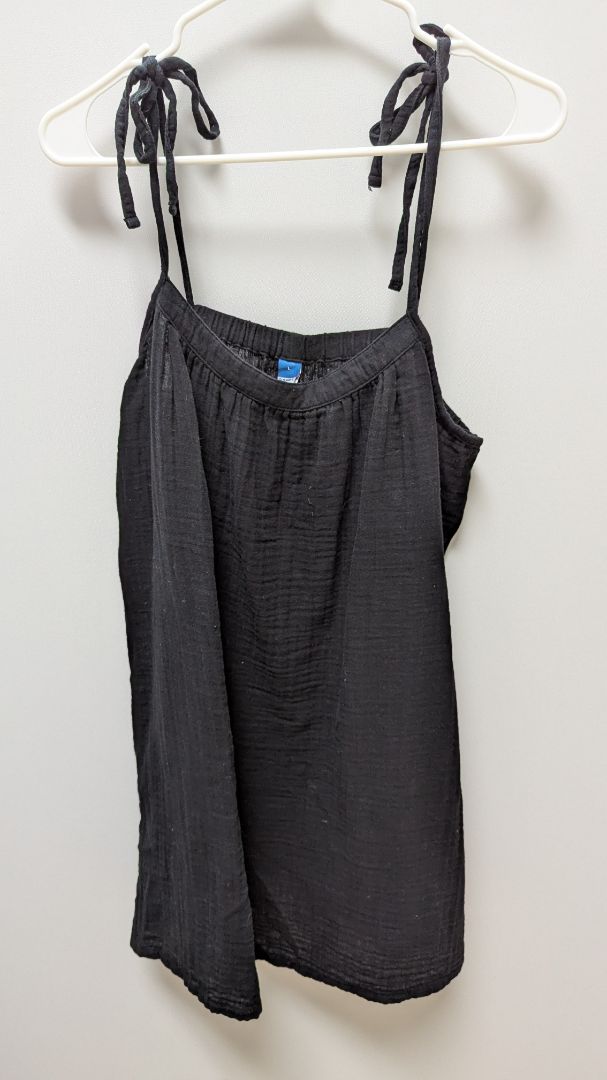 Old Navy Black 100% Cotton Tie-Strap Shift Dress