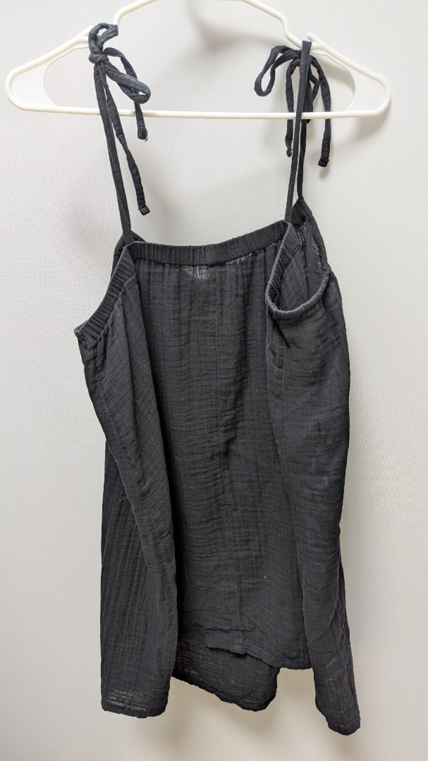 Old Navy Black 100% Cotton Tie-Strap Shift Dress
