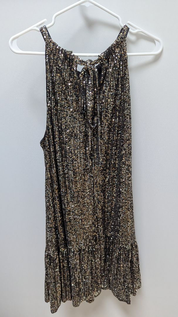 Taylor Gold Sequin Halter-Neck Mini Dress