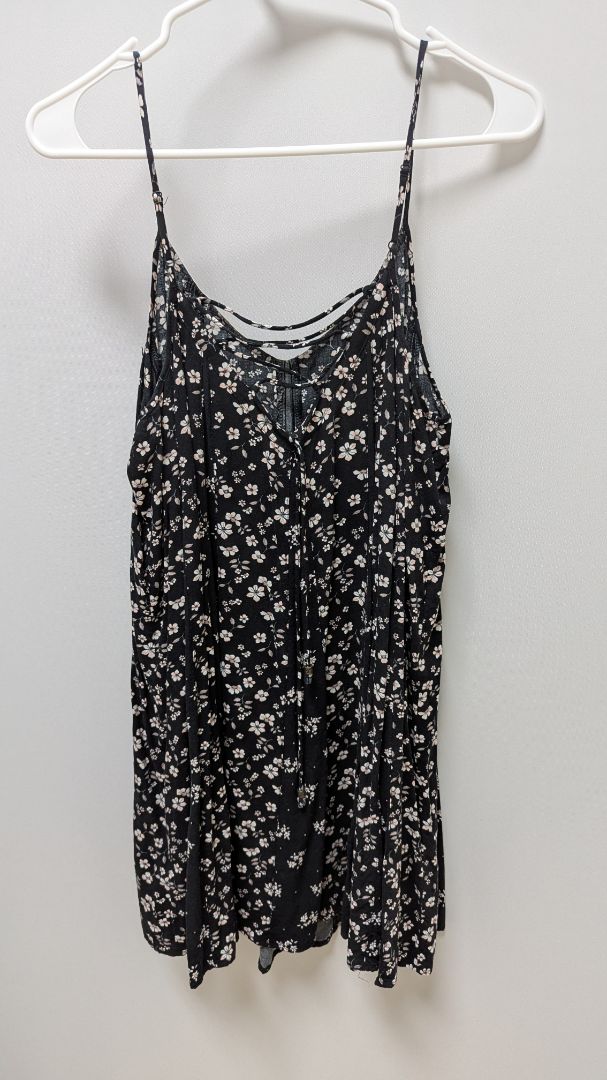 Maurices Black/Pink Floral Strappy Shift Dress