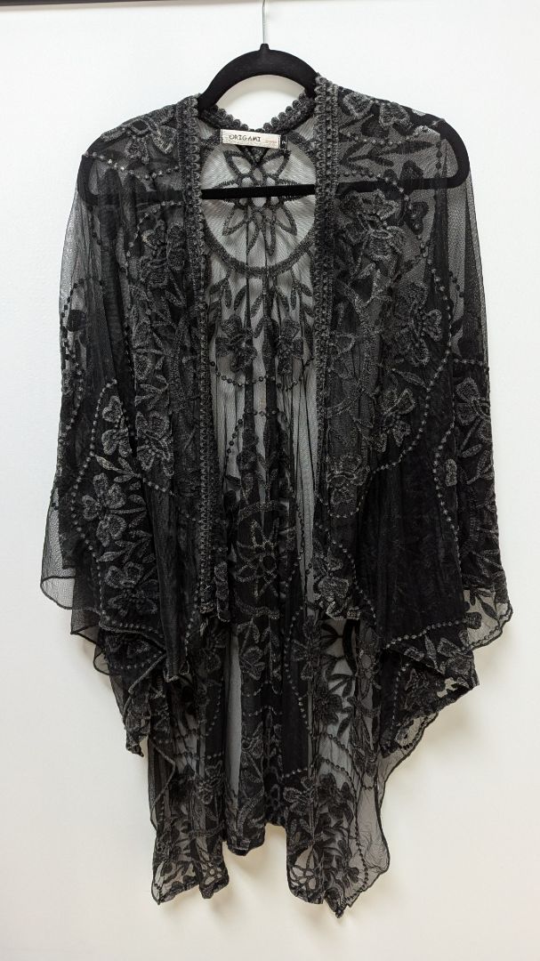 Origami Black Lace Kimono Overpiece