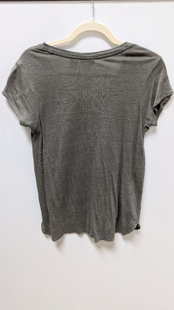 Tahari Dark Green Short Sleeve Linen Tee