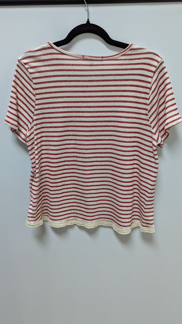 gaze Red/White Striped Short Sleeve Knit Tee