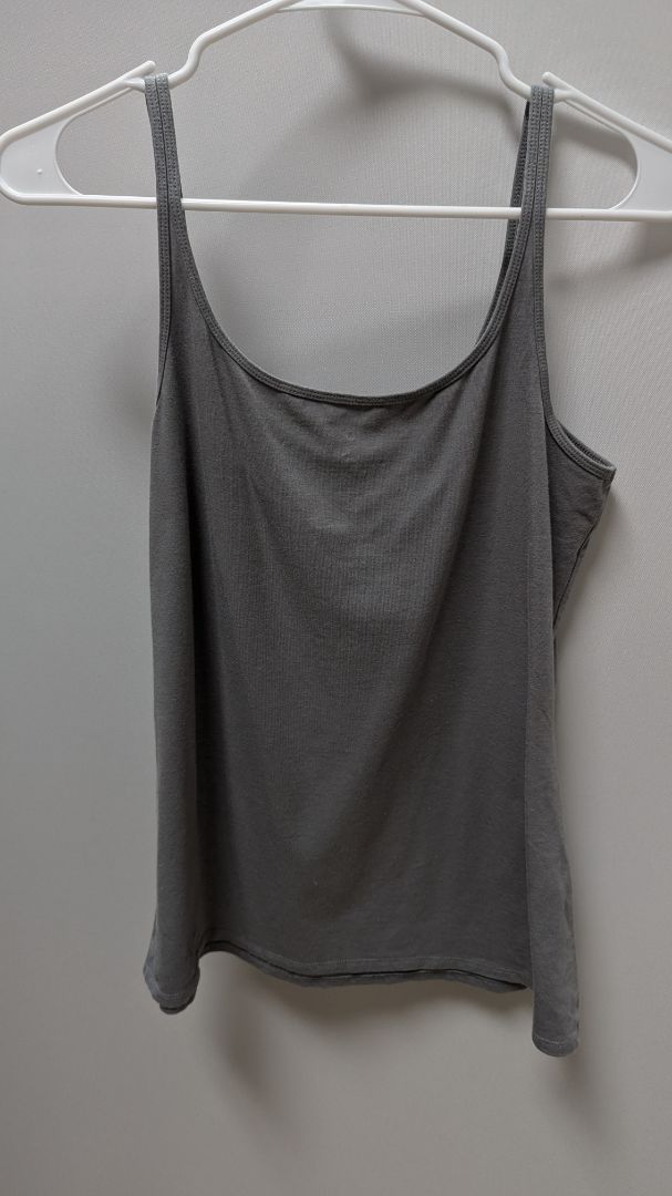 New York & Company Grey Flower Neckline Knit Tank