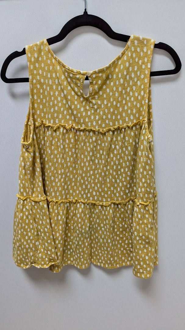 Style & Co Yellow/White Polka Dot Sleeveless Blouse