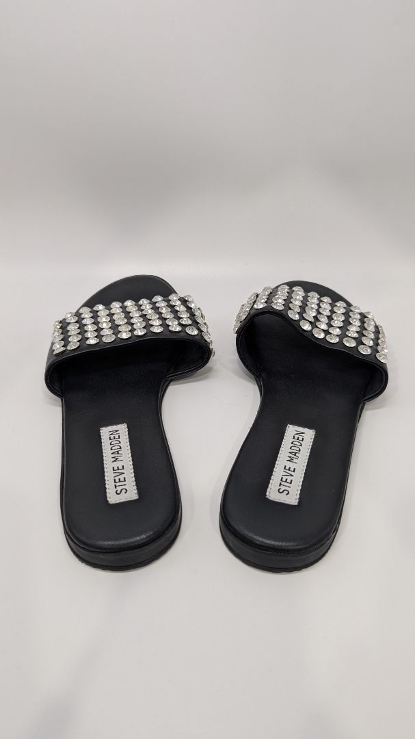 Steve Madden Black Silver Rhinestone Sandals