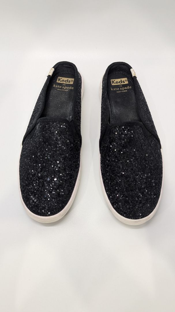 Keds x Kate Spade Black Glitter Slip-On Sneakers
