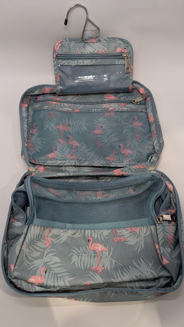 Narwey Blue Flamingo 2-Piece Toiletries Travel Bags