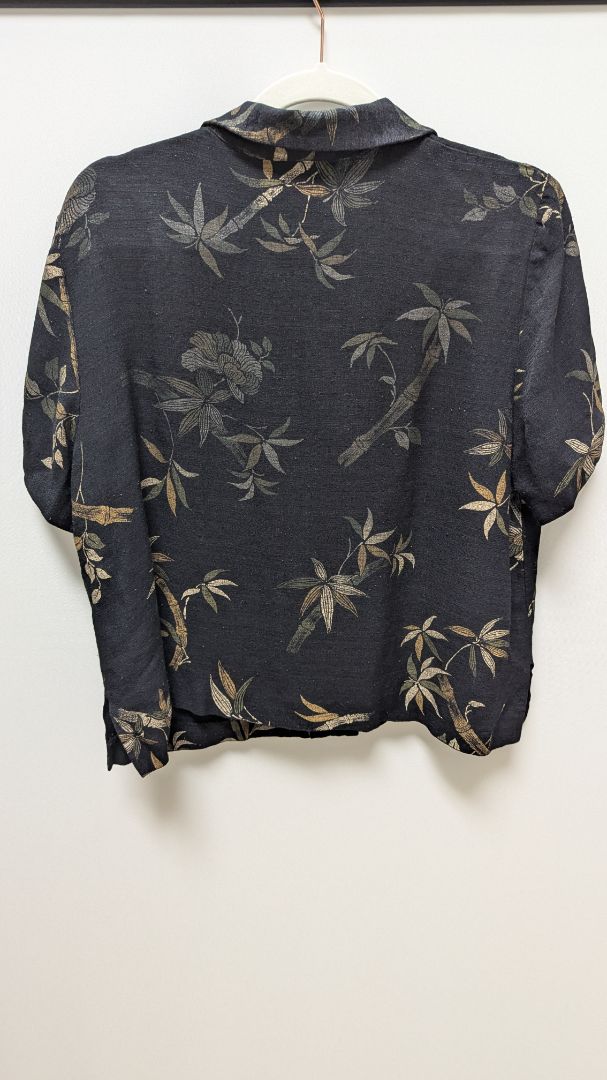 Joan Leslie Vintage Black Bamboo Button-Down Shirt