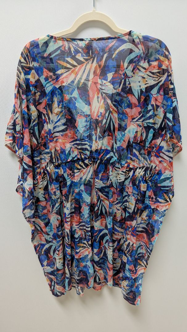 profile by gottex Blue/Pink Palm Sheer Mesh Kimono Cover-Up