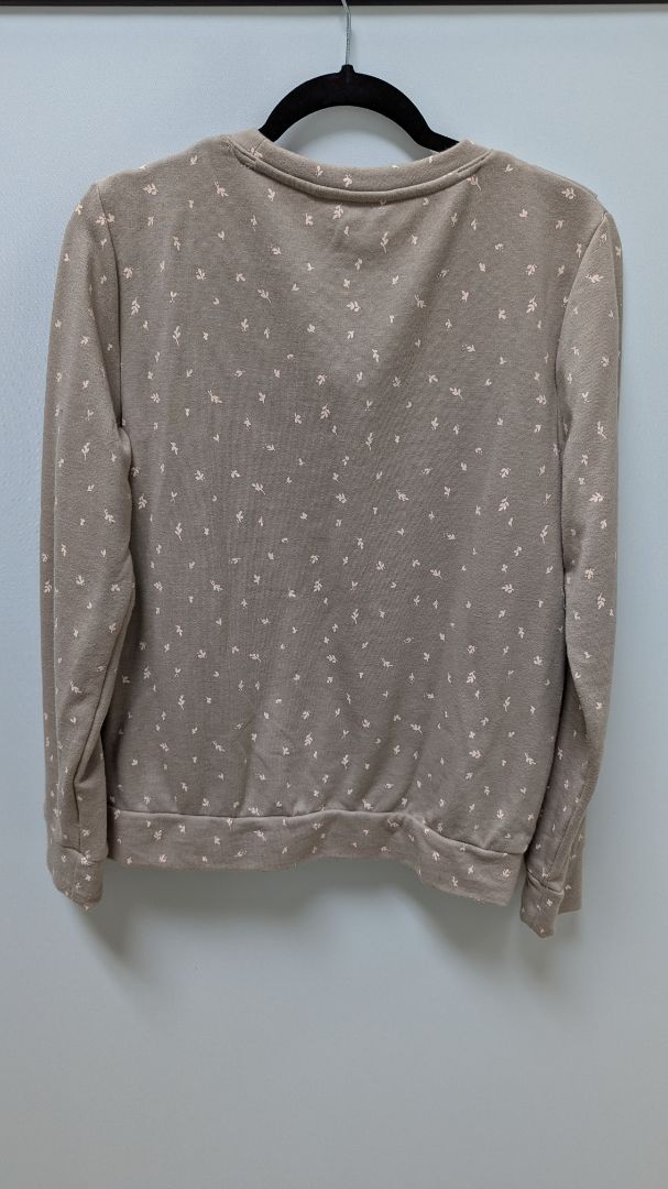 Lauren Conrad Brown/Pink Flower Patterned Ruffled Sweater