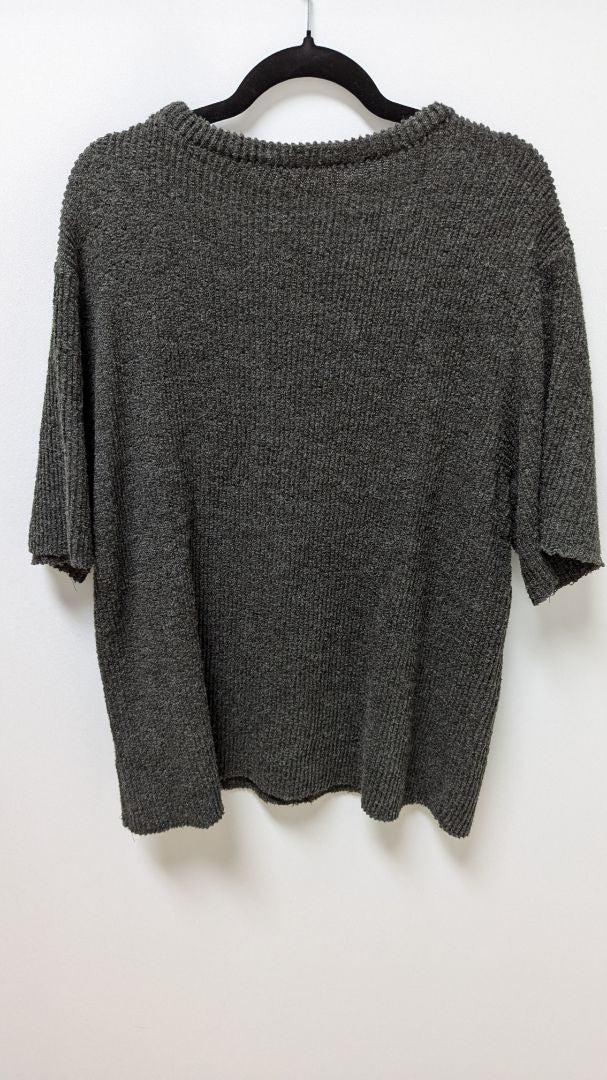 Zara Dark Grey Ribbed Knit Short Sleeve Sweater