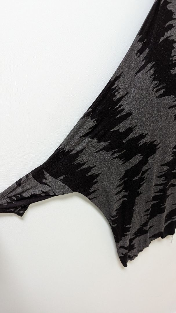 Grace Elements Black/Grey Patterned Lined Asymmetrical Blouse