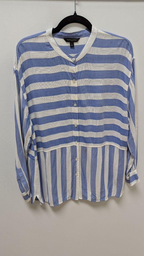 Banana Republic Blue/White 2-Way Striped Blouse