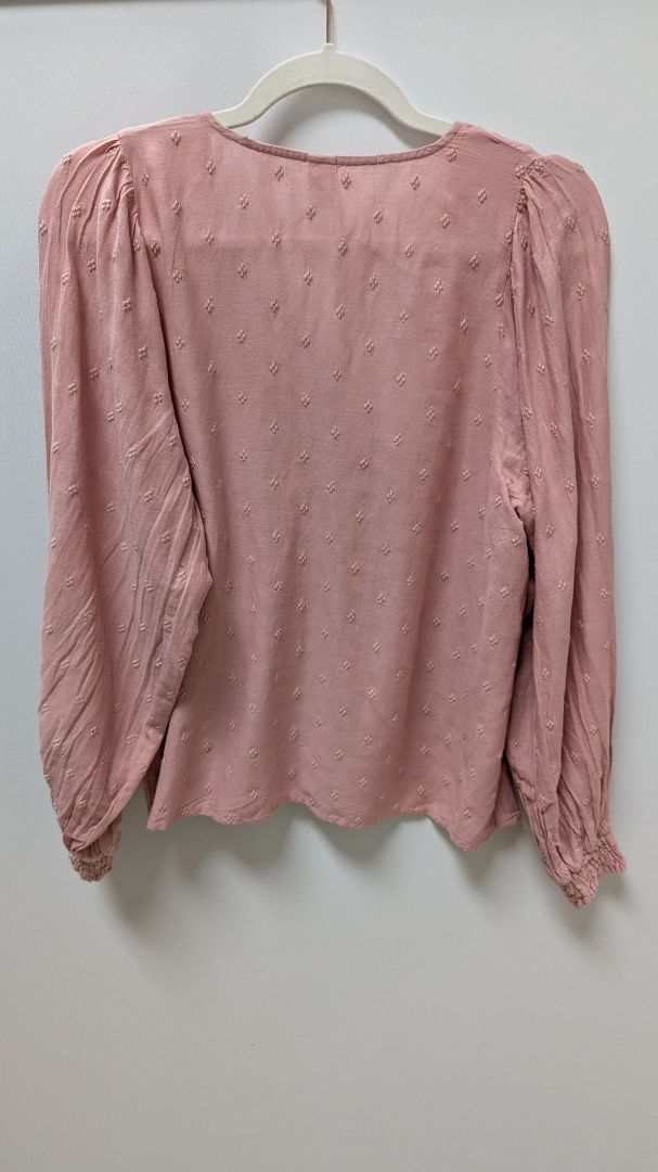 Old Navy Pink Half-Button-Down Peasant Blouse
