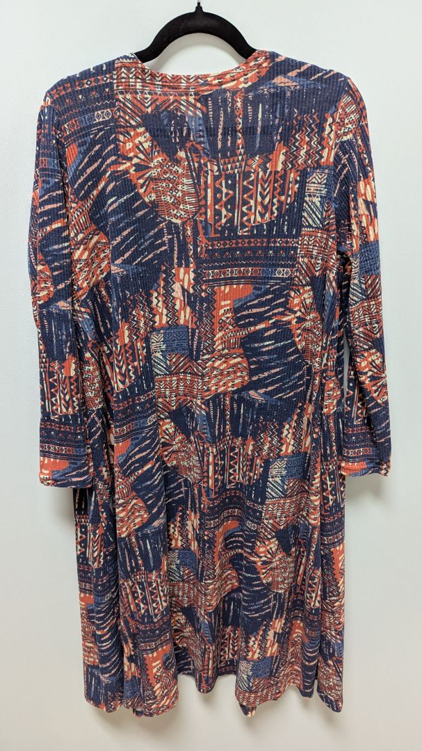 Lularoe Blue/Red Patterned Knit Duster Cardigan