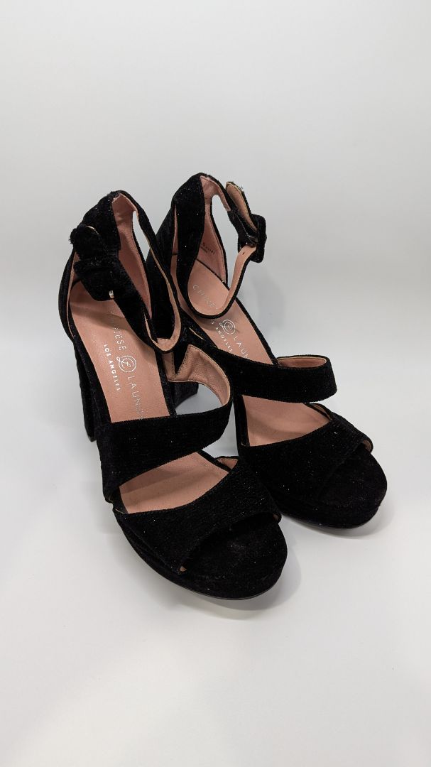 Chinese Laundry Black Velvet Sparkle Heels