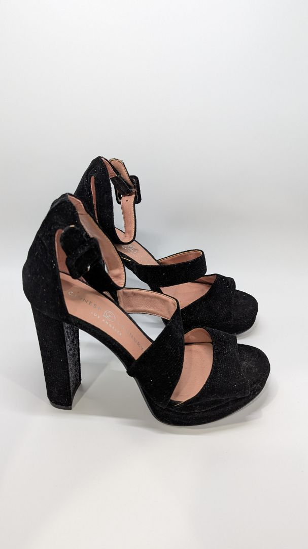Chinese Laundry Black Velvet Sparkle Heels