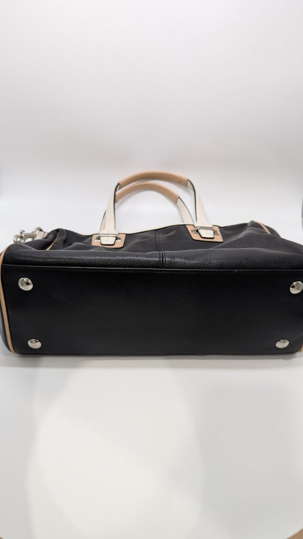 Coach Black/Cream Rowan Satchel Purse & Wallet Set