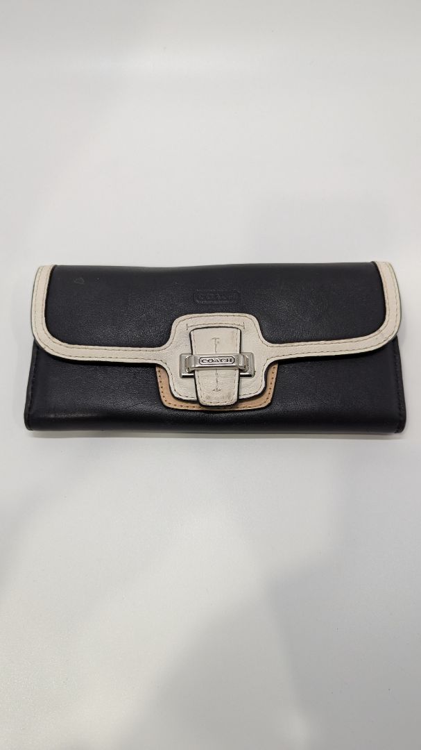 Coach Black/Cream Rowan Satchel Purse & Wallet Set