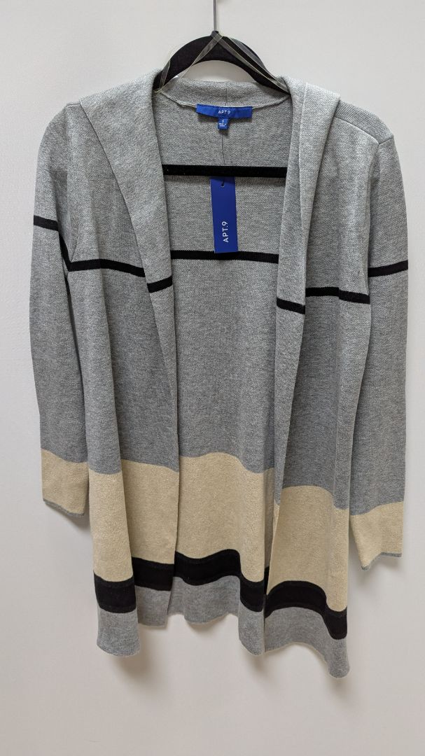 APT. 9 Grey/Cream Striped Longline Cardigan