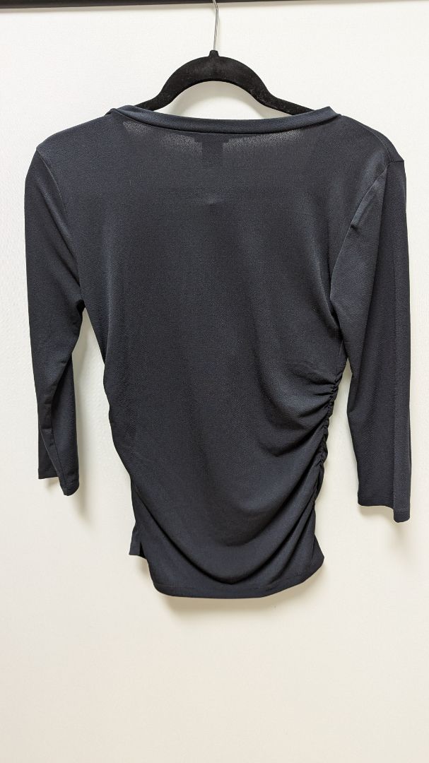 Ann Taylor Black V-Neck Ruched Blouse