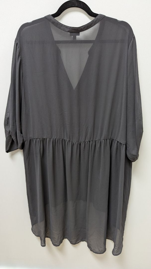 Torrid Dark Grey Sheer Button-Down High/Low Blouse