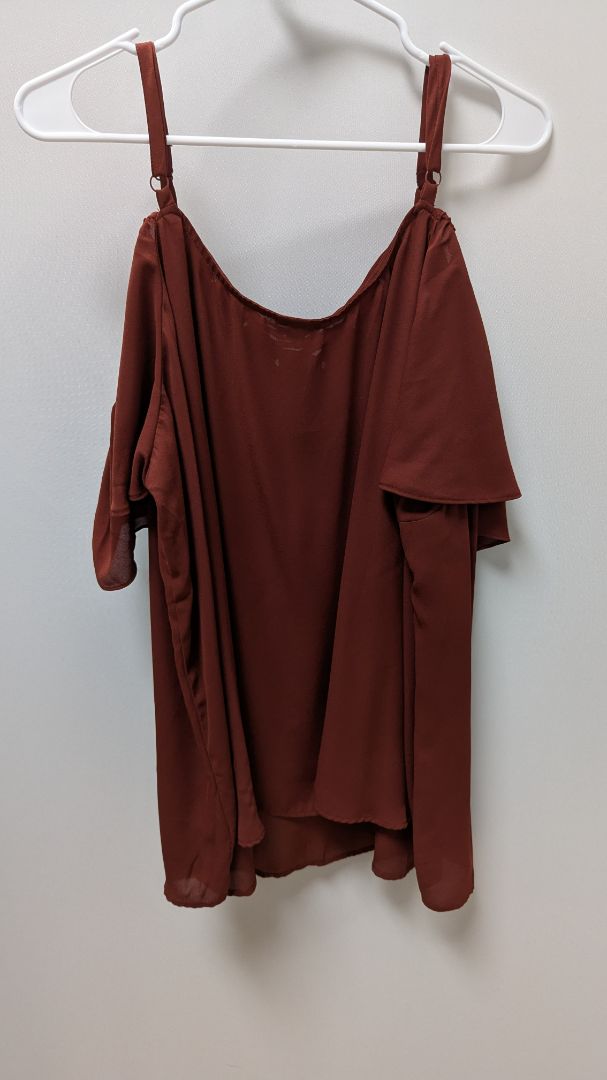 Torrid Dark Red Lace-Up Cold-Shoulder Blouse