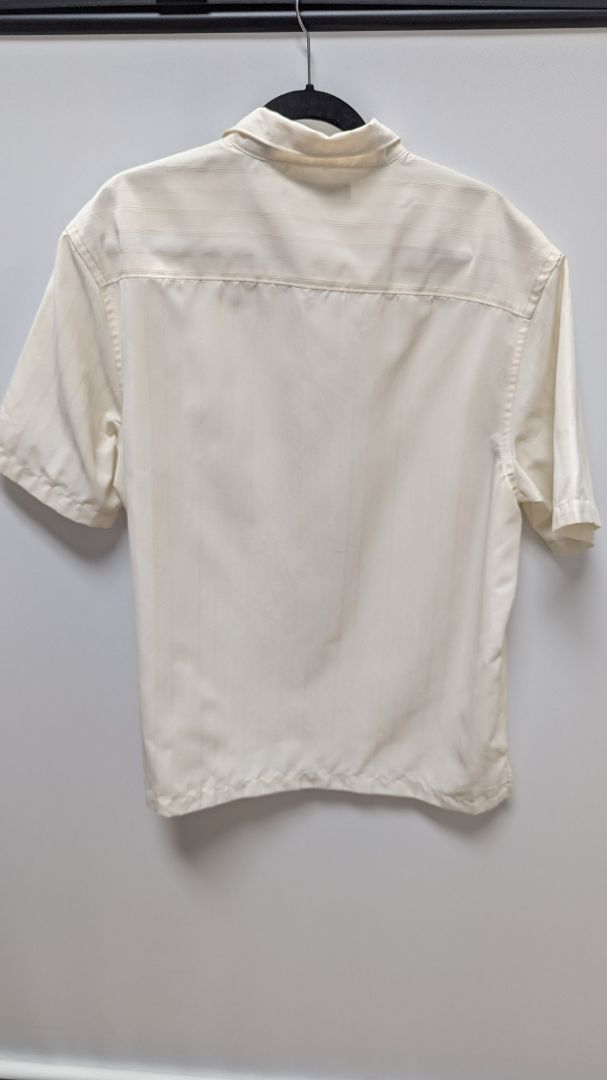 AXIST Beige Sheer Short-Sleeve Button-Down Shirt