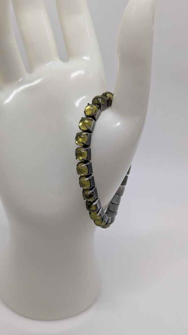 Green/Grey Elastic Beaded Bracelet