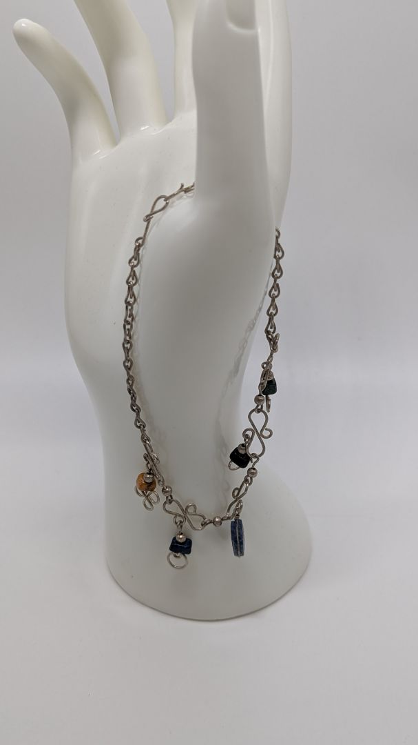 Silver Vintage Dangling Beads Charm Bracelet