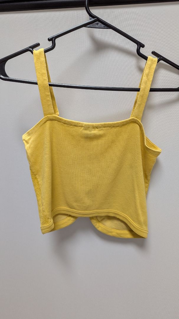 SKIVA Yellow Terrycloth Crop Lace-Up Tank