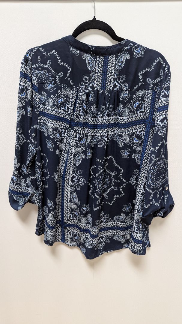 Cocomo Woman Navy Paisley Half-Button-Down Blouse