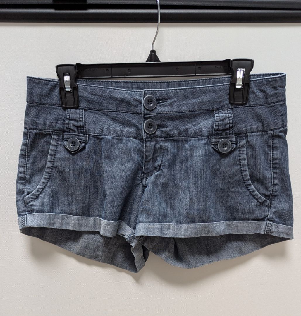 Celebrity Pink Dark Wash 2-Button Denim Shorts – Recycled Threads
