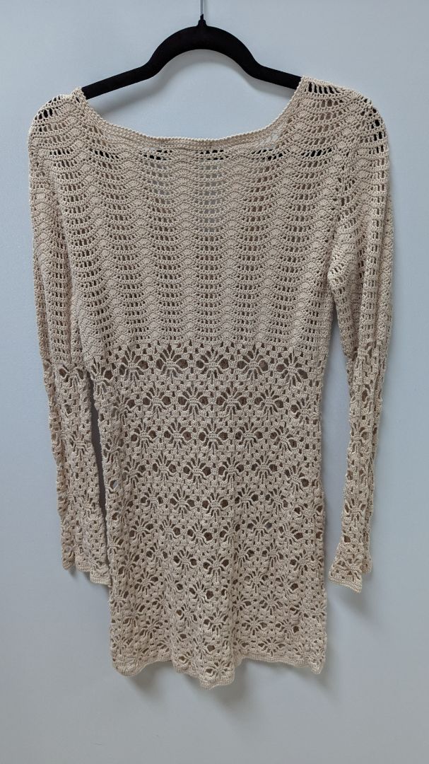 52 Weekends Beige Crochet Knit Cardigan