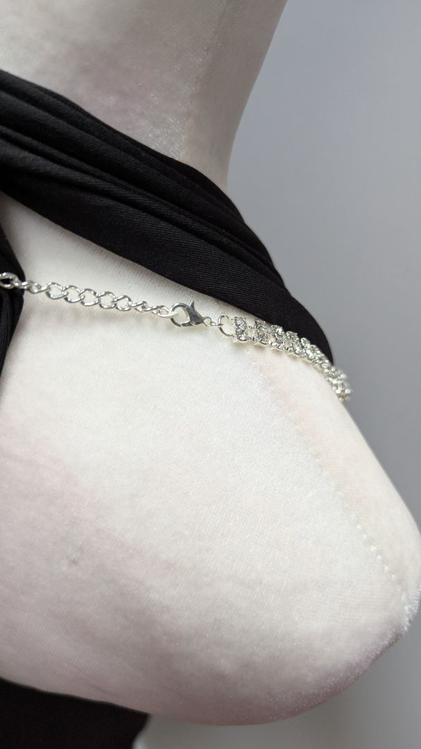 Silver Multi-Chain Rhinestone Body Chain Necklace